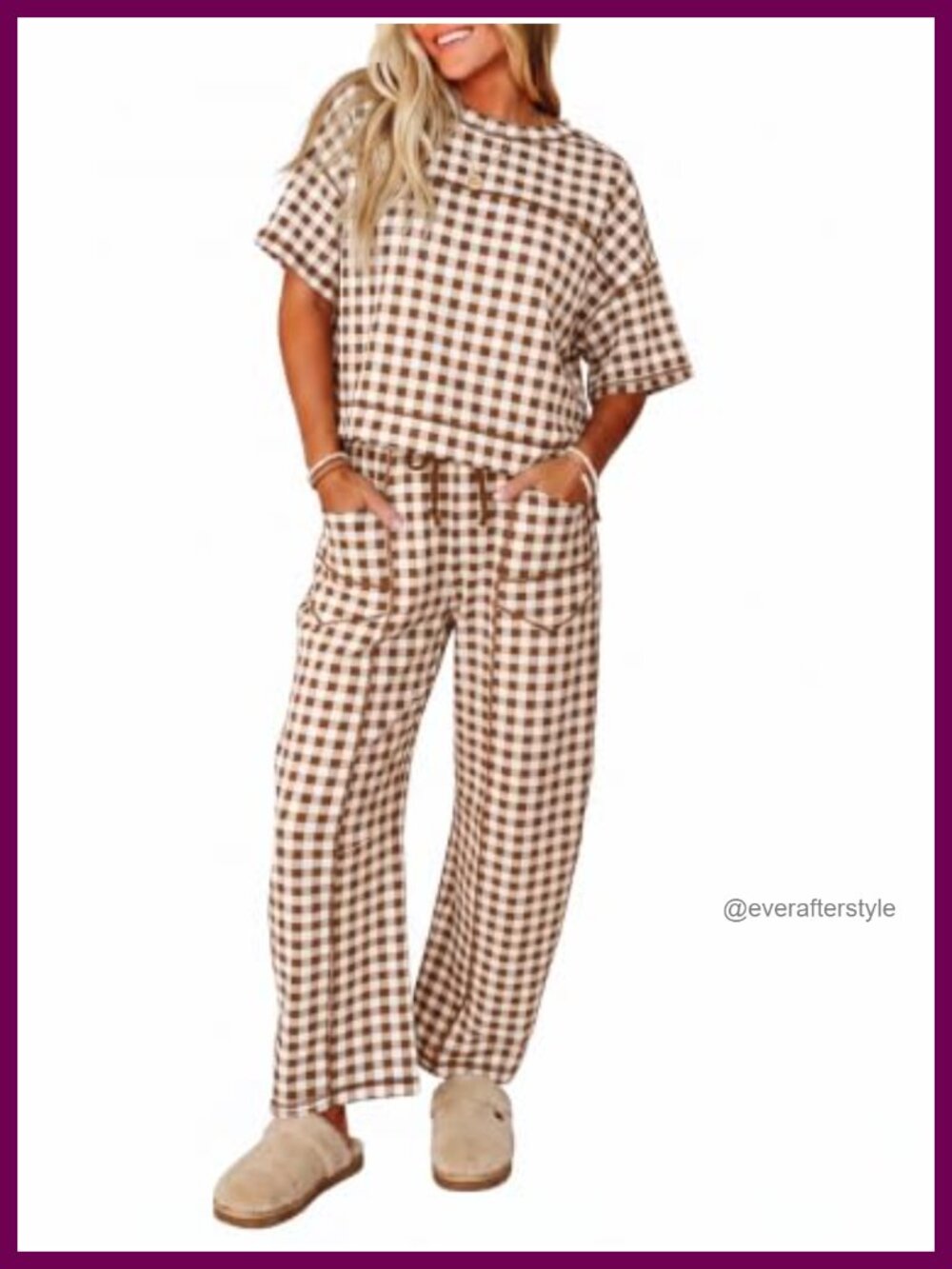 Womens 2 Piece Lounge Set Short Sleeve Top Wide Leg Pants Travel Vacation